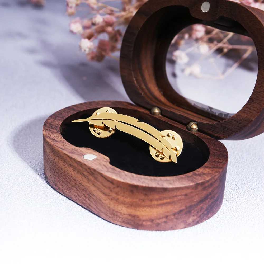 Tangula Fashion Feather Stainless Steel Mens Brooches Minimalism Suit Lapel Pin Accessories Groomsman Wedding Jewelry Gifts