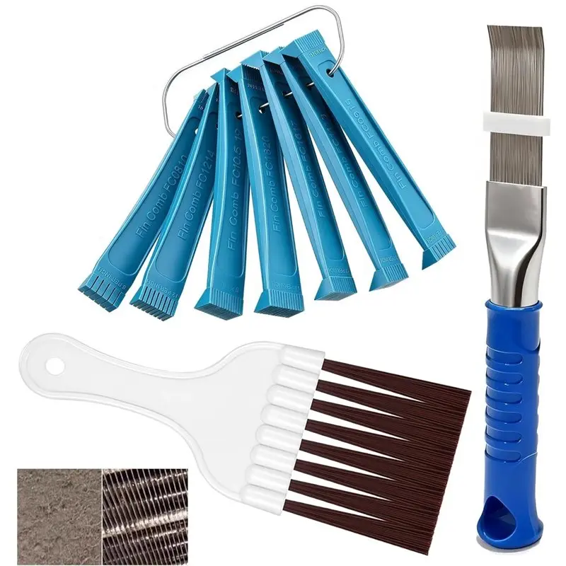 ABUG-9 Pcs Air Conditioner Fin Comb Kit, AC Fin Comb Straightener Tool, HVAC Coil Cleaning Brush Set