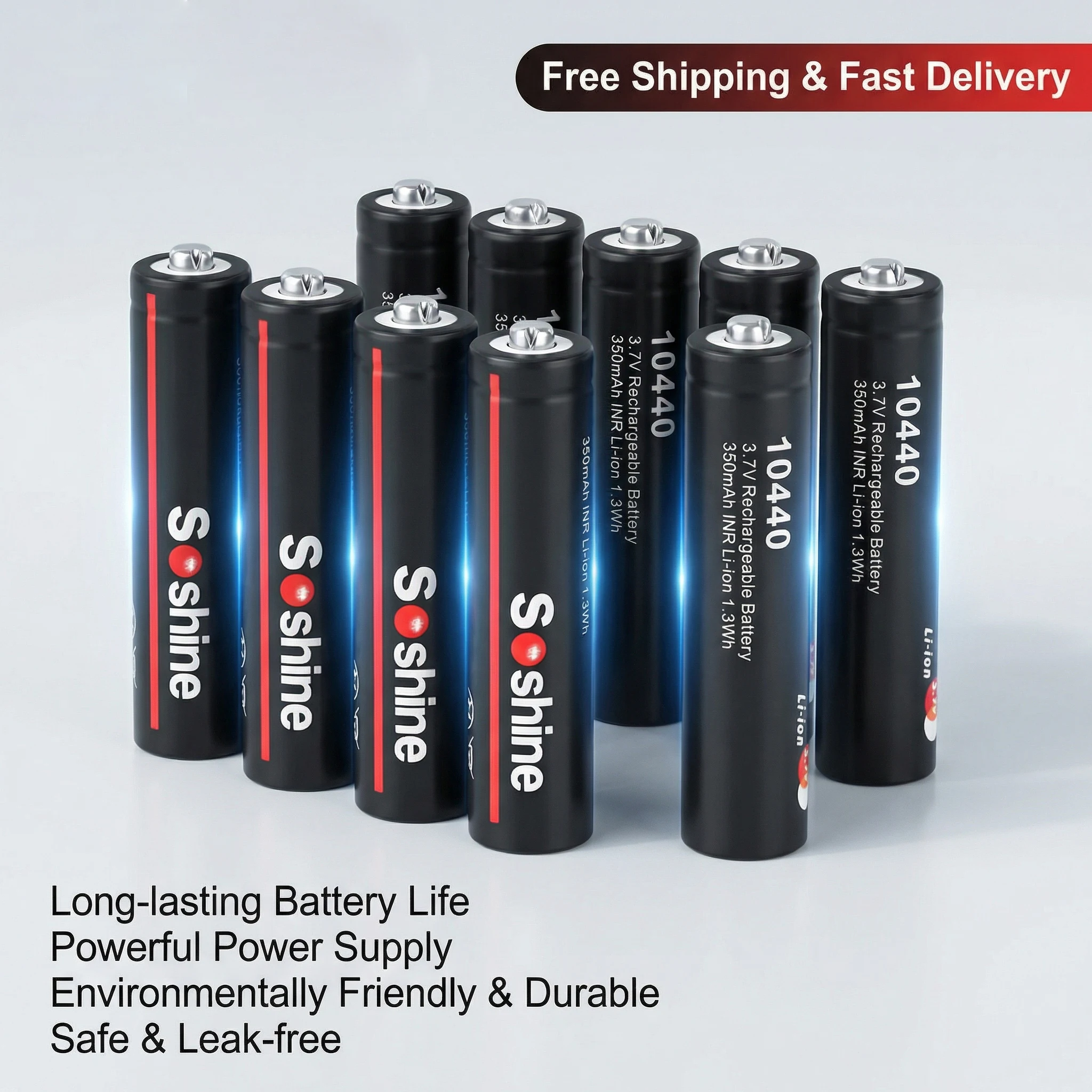 

10440 AAA Rechargeable Li-Ion Battery 3.7V 350mAh Lithium Cell For Flashlight Headlamp Microphone