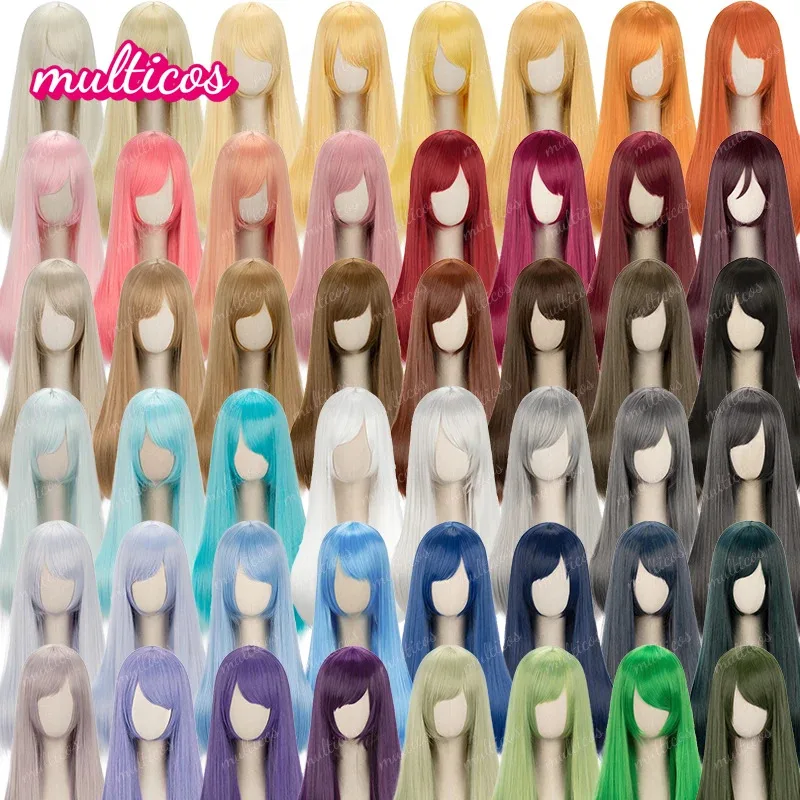 60cm Long Straight Cosplay Wig Heat Resistant Synthetic Hair Compatible Universal Omnipotent Girls Wigs + Free wig Cap