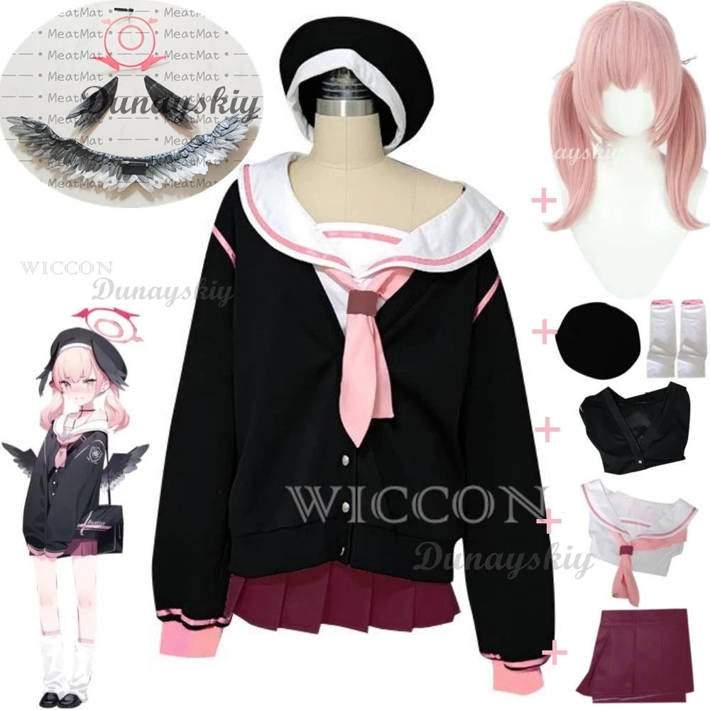 Game Shimoe Koharu Blue Archive Project MX Cosplay Costume Wig Anime Trinity General School Loli Sailor Uniform Halloween Suit