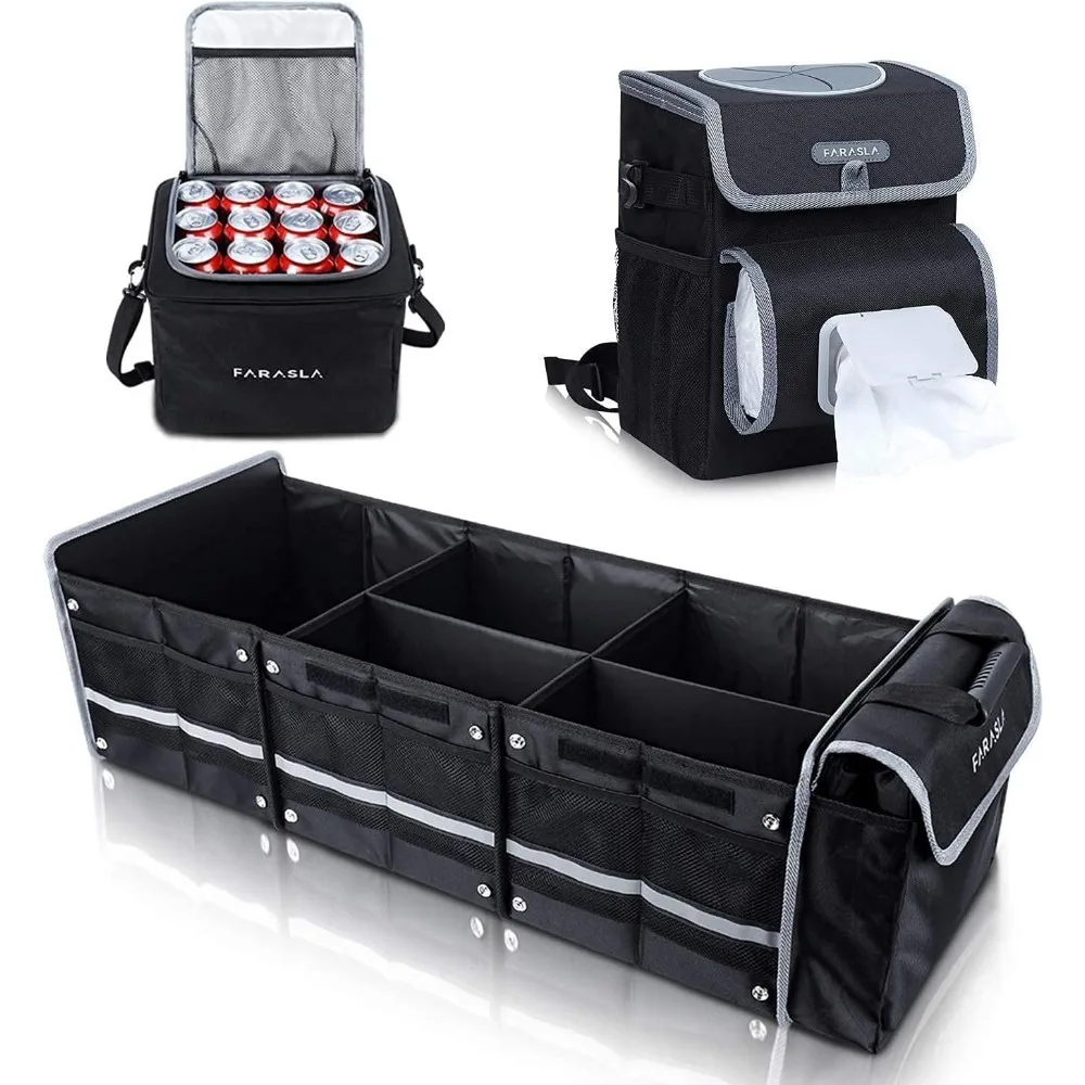 

Waterproof Trunk Organizer with Leakproof Cooler and Trash Can