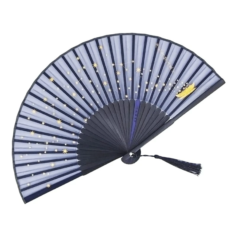 Small Folding Hand Fan For Women Japanese Vintage Style Bamboo Silk Fans For Party Wedding Dancing Decoration