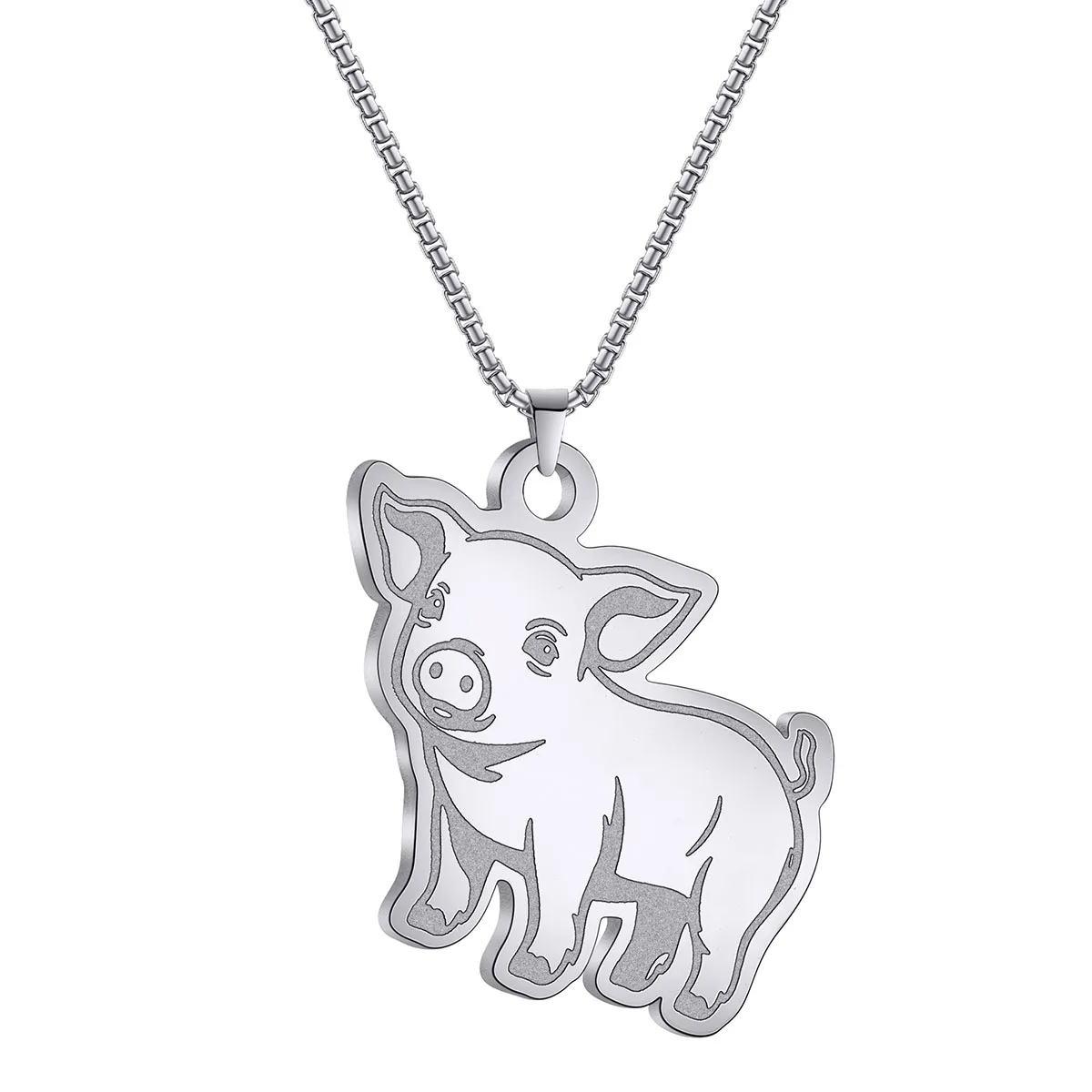 Personality Creativity Stainless Steel Anima Cute Pig Pendant Necklace Set For Women Party