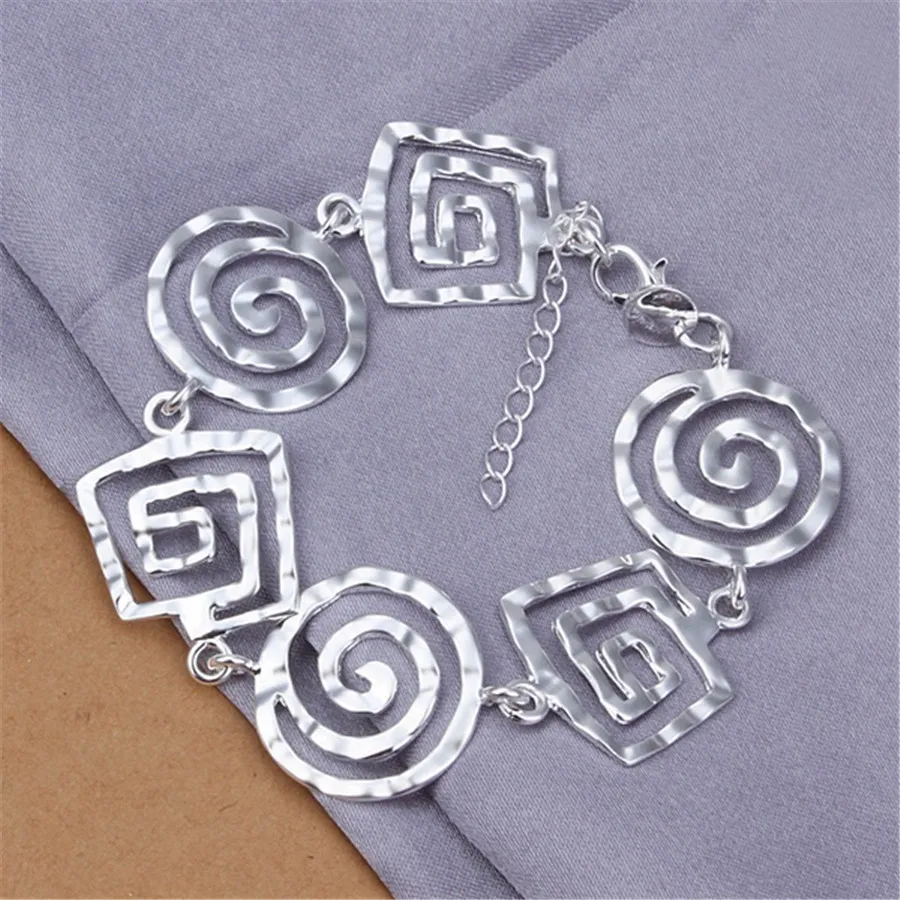 

925 Sterling Silver Geometric Bracelets New For Women Lady Wedding Cute Nice High Quality Fashion Jewelry Christmas Gifts