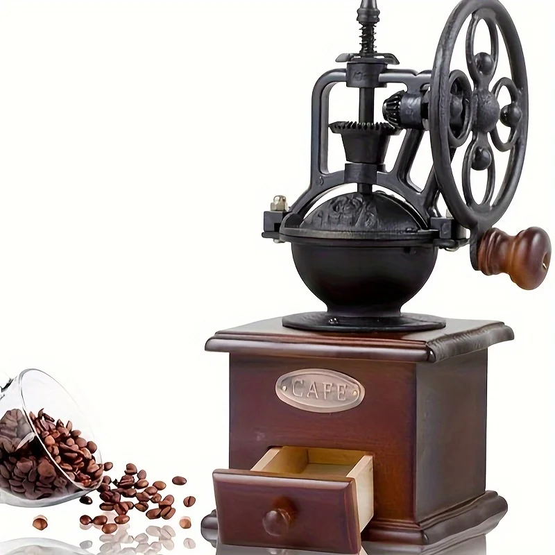 Vintage Manual Coffee Grinder Portable Adjustable Retro Classic Hand Shake Bean Grinder - for Espresso French Press Cold Brew