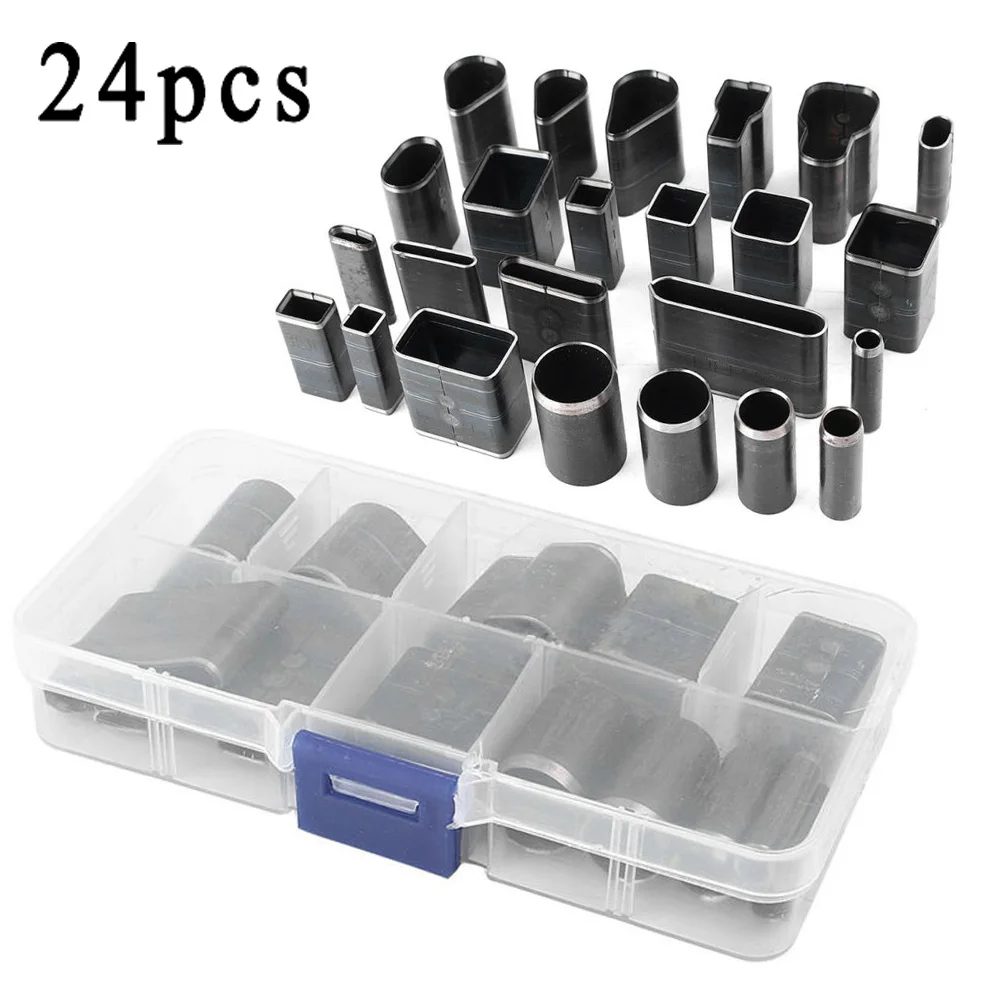 24X Leder Stanzer Form Stil Loch Hohl Cutter Punch Set Für Handgemachte Leder Handwerk DIY Werkzeug Hohe Qualität