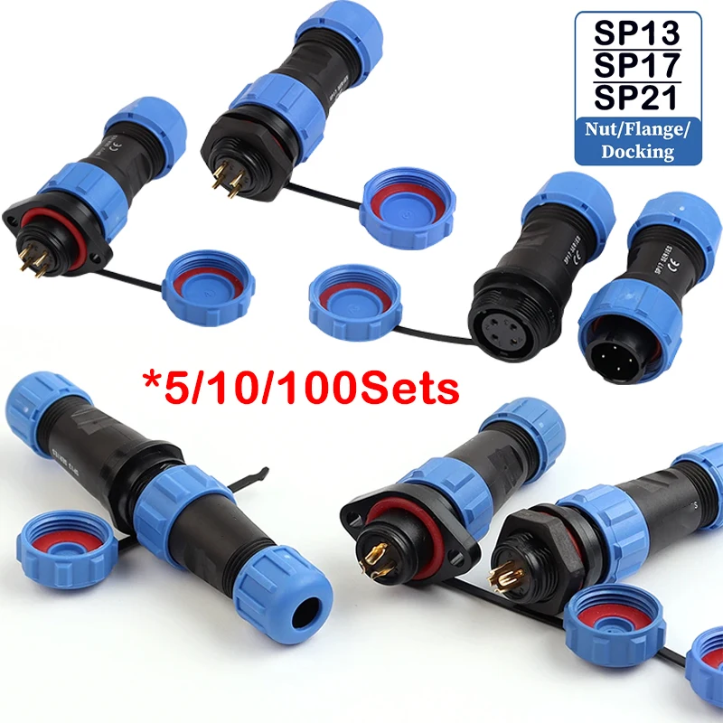 

SP13 SP16 SP17 SP20 SP21 2PIN-12PIN Panel Mount Waterproof Aviation Connectors Plug Socket IP68, Electrical Cable Wire Connector