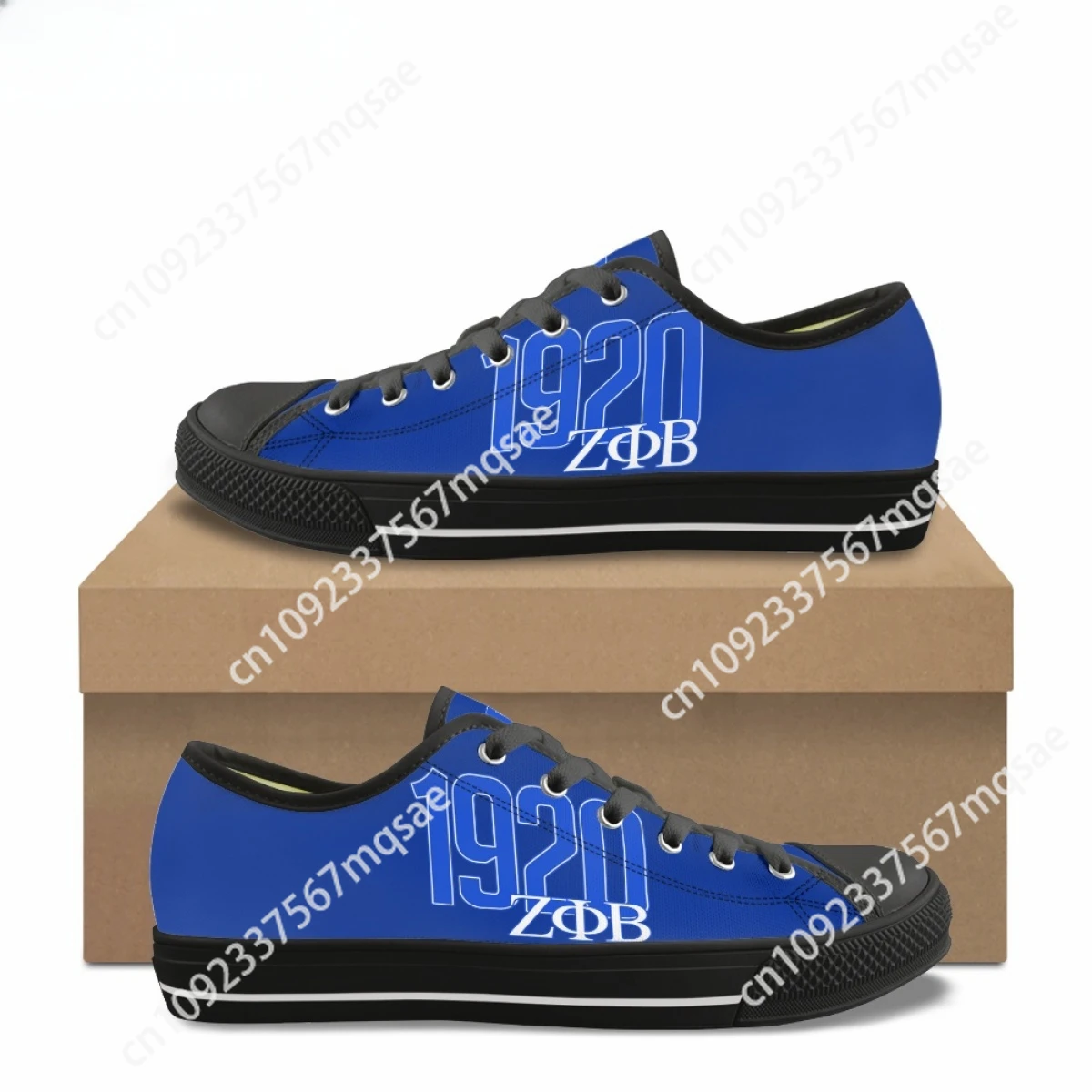 

Classic Student Low Top Canvas Shoes Fashion New Zeta Phi Beta Sorority Custom Casual Flat Shoes for Women Lace-Up Sneaker