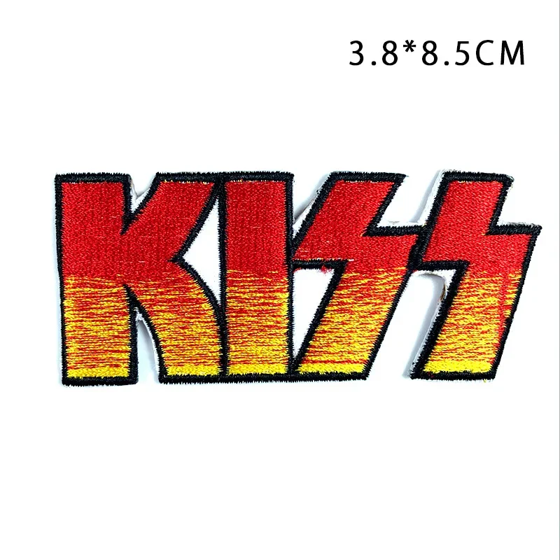 KISS English Cloth Sticker Colored Face Flame Kiss Hip Hop Style Creative DIY Adhesive Back Spot Patches for Clothing Pride
