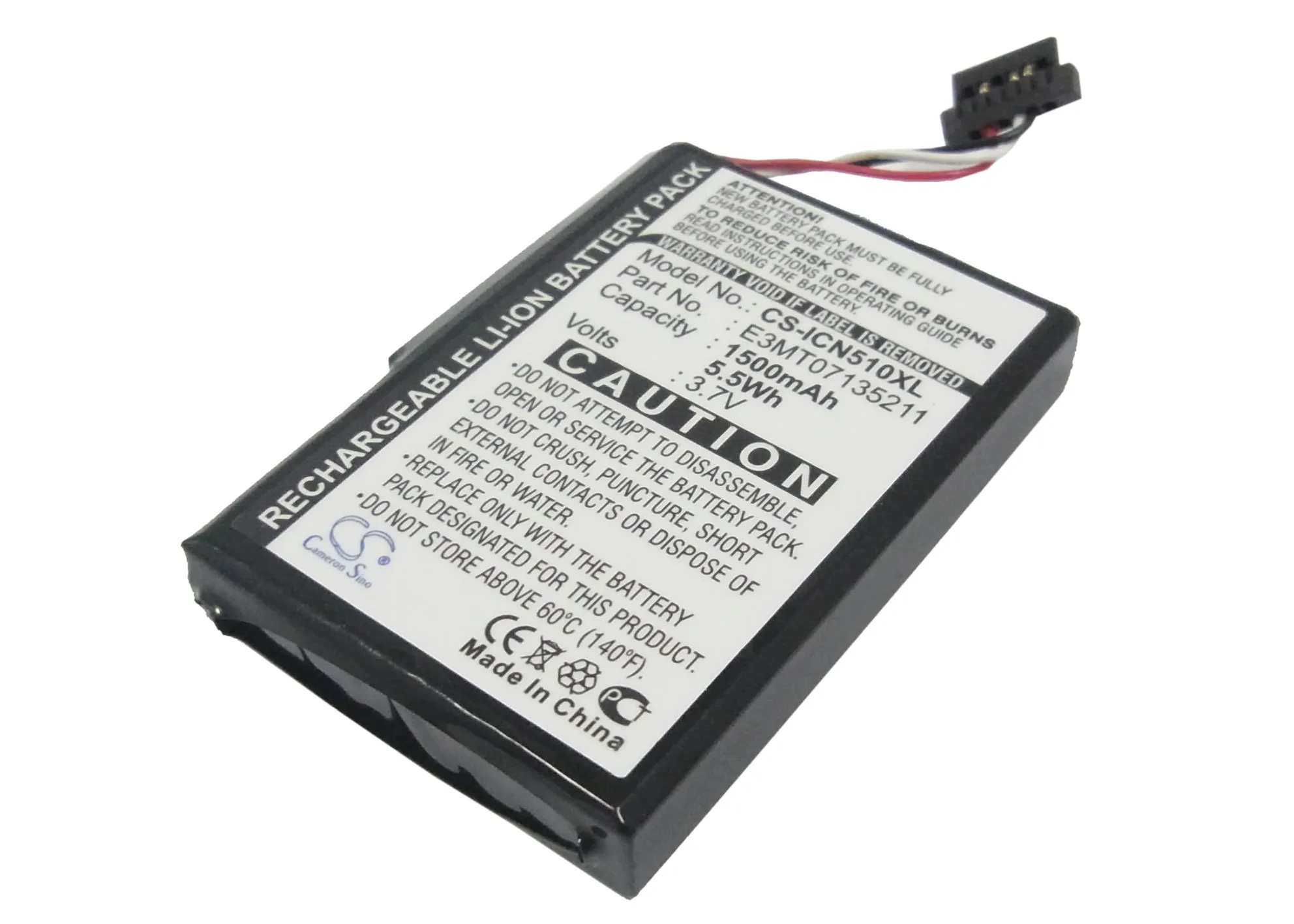 CS Replacement Battery for Navman iCN 510,iCN 520,iCN 530,iCN550 PN:E3MT07135211 1500mAh / 5.55Wh