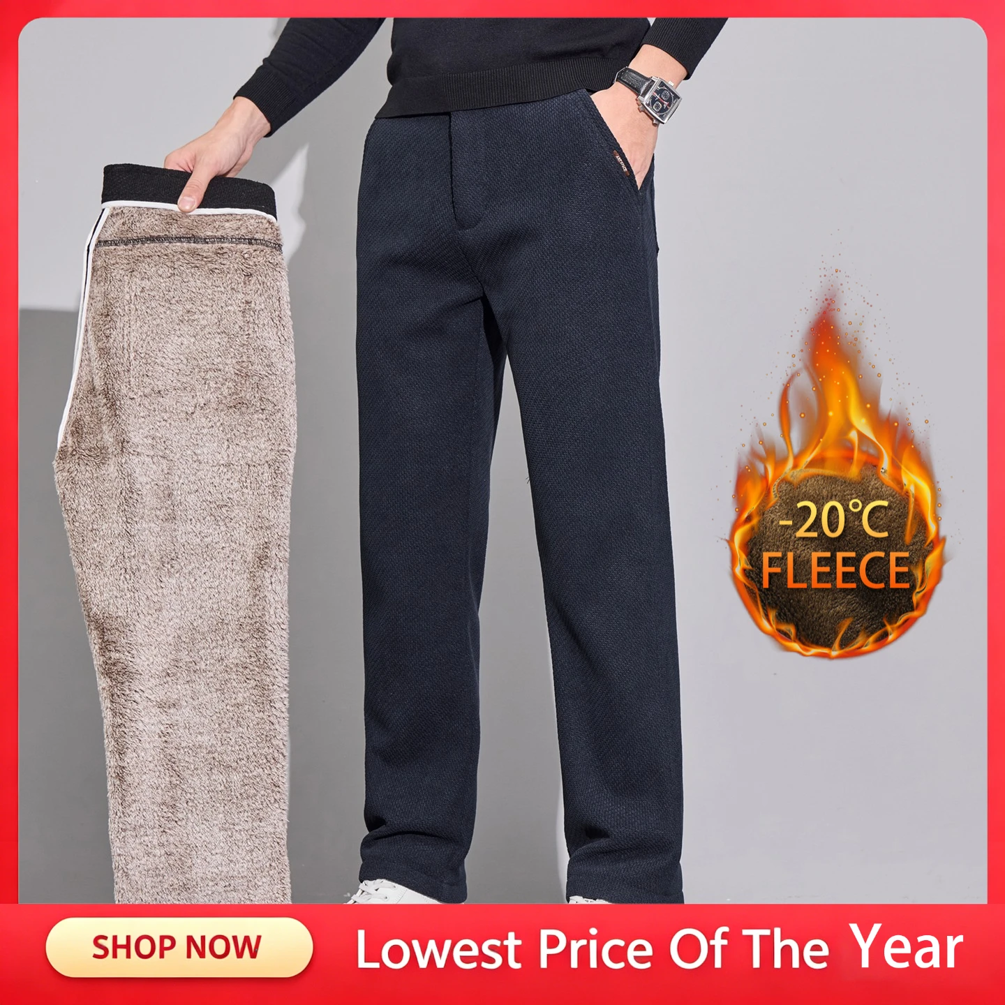 Corduroy Pant Warm - Herenbroeken, warm, dik, effen, casual, rechte