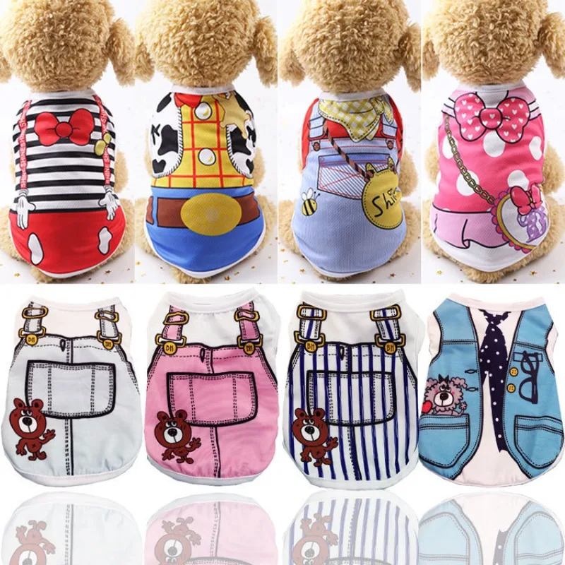 Dog Cat Puppy CAT Pet Cartoon Spring Summer Autumn Cotton Clothes Clothing Vests Coats Jackets Shirt Dresses Costume