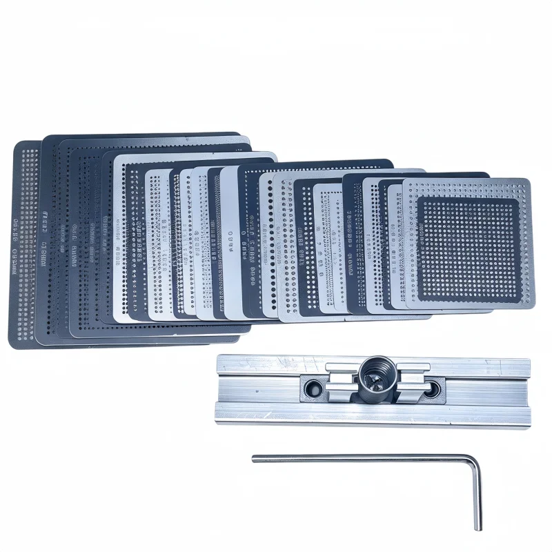 BGA universal template 27 pieces. Universal direct-heating type template. Suitable for SMT SMD chip repair and simple support.