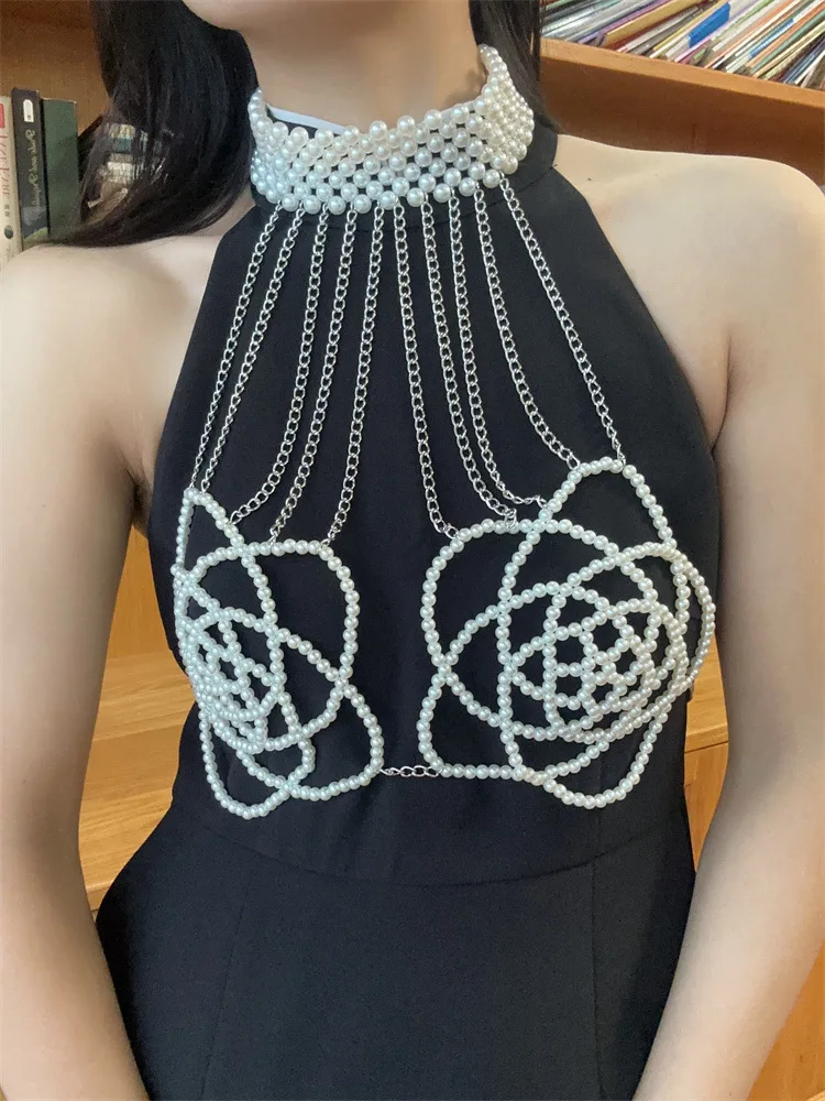 أحدث إكسسوارات سلسلة الجسم الساخنة ذات التصميم الصيني، إكسسوارات فاخرة لسلسلة الصدر من اللؤلؤ متعدد الطبقات