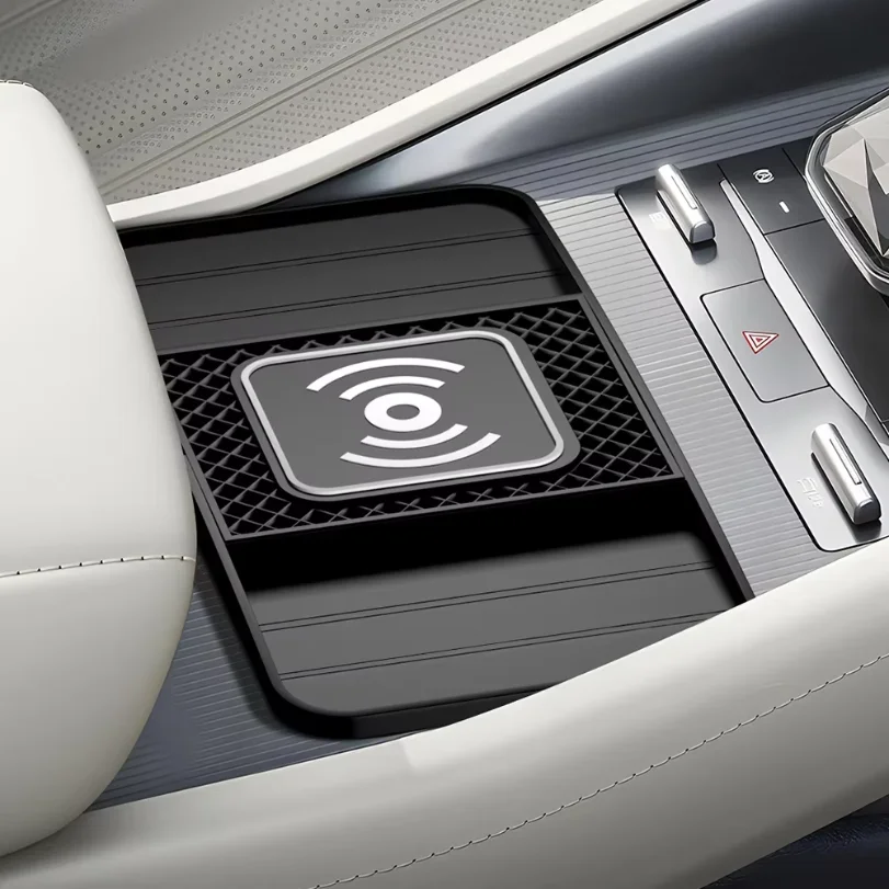 15W Fast Wireless Charging Pad , Non-Slip Rubber Mat for Car Storage, Lightweight USB-Powered Charger Compatible with Phone