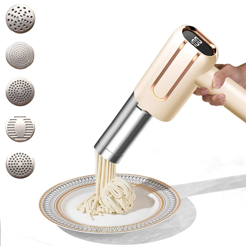 ماكينة صنع المكرونة الكهربائية المحمولة باليد من ABRG مع شاشة عرض على مستوى البطارية