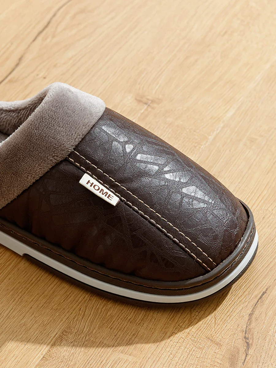 المنزل مقاوم للماء رقيق الشرائح غير رسمية الرجال غرفة نوم أحذية مريحة أحذية منزلية رجالية كبيرة الحجم شبشب شتوي داخلي بولي Leather الجلود #6