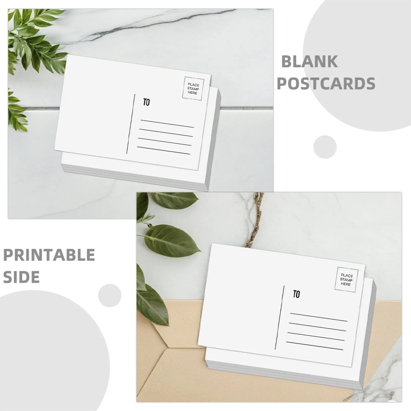 50Sheets Blank Kraft Postcards Printable One Side Address Stamp Space for Travel Birthday Business Office Home Wedding DIY