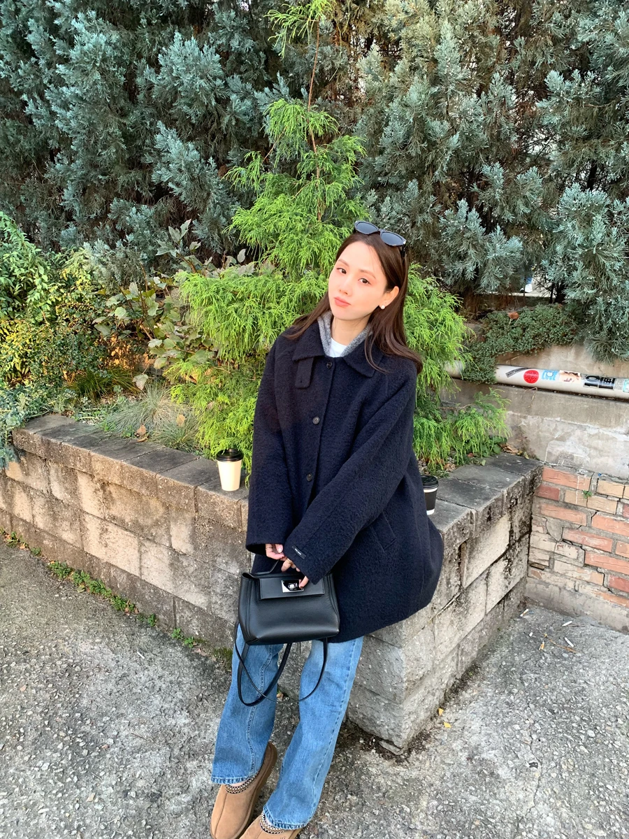 

Двустороннее шерстяное пальто женское, версия AB, из шерсти альпаки, кардиган с длинными рукавами, средней длины, толстое зимнее пальто для молодых женщин