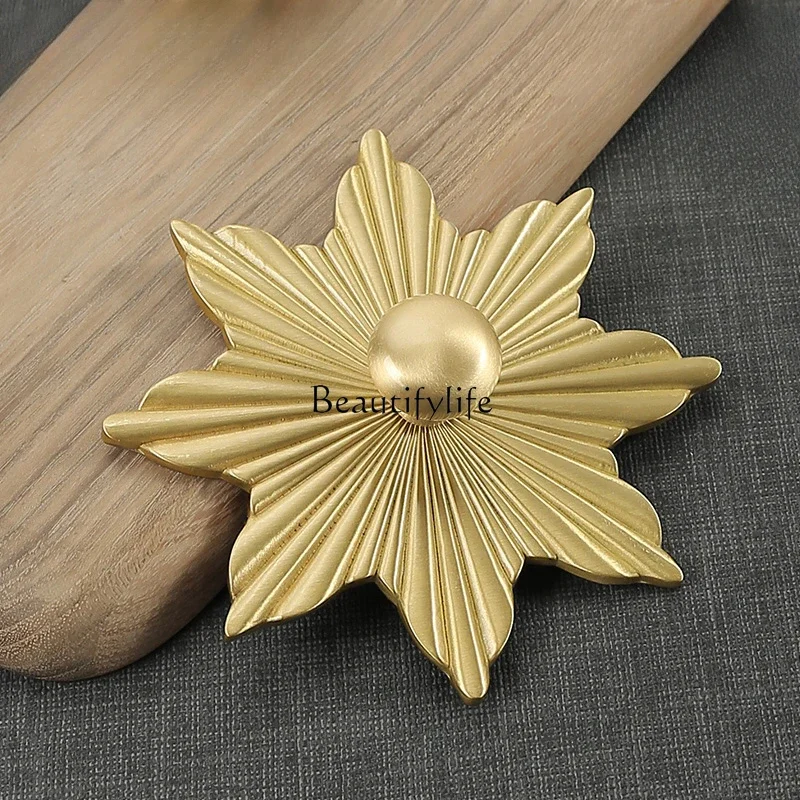 

New Chinese Style Handle Cabinet Door Antique Cabinet Retro Large Maple Leaf Drawer Golden Door Handle