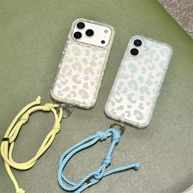 

Cute Leopard Print Phone Case for iPhone 15 16 17 Pro Max Clear Shockproof Protective Cover Aesthetic Kawaii Case
