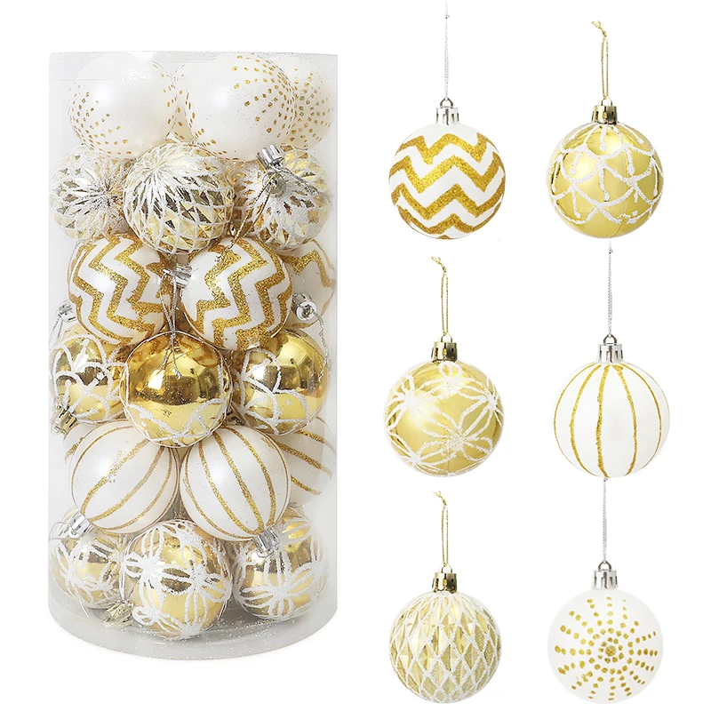 

30pcs Christmas Ball Gold&White Ball Christmas Tree Ornaments Hanging Pendants Merry Christmas Decoration New Year Navidad Decor