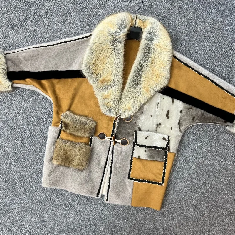 Imitation Mink Furry Coat Women's 2025 Winter New Large Fur Collar Korean Style Loose Fashion Age-Reducing Warm Woolen Jacket