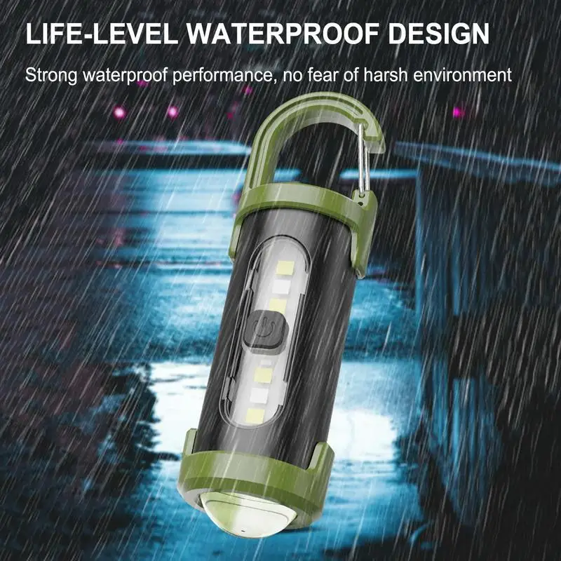 Брелок-фонарик, портативный брелок, водонепроницаемый перезаряжаемый фонарик с 4-режимным освещением для семейного кошелька, кемпинга, пешего туризма