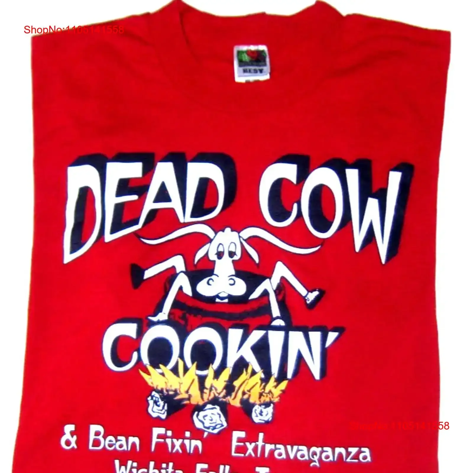 Cow Cookin' Bean Fixin' Extravaganza Wichita Falls Texas Red T Shirt Men 2XL vintage Washed fashion Stretched Breathable