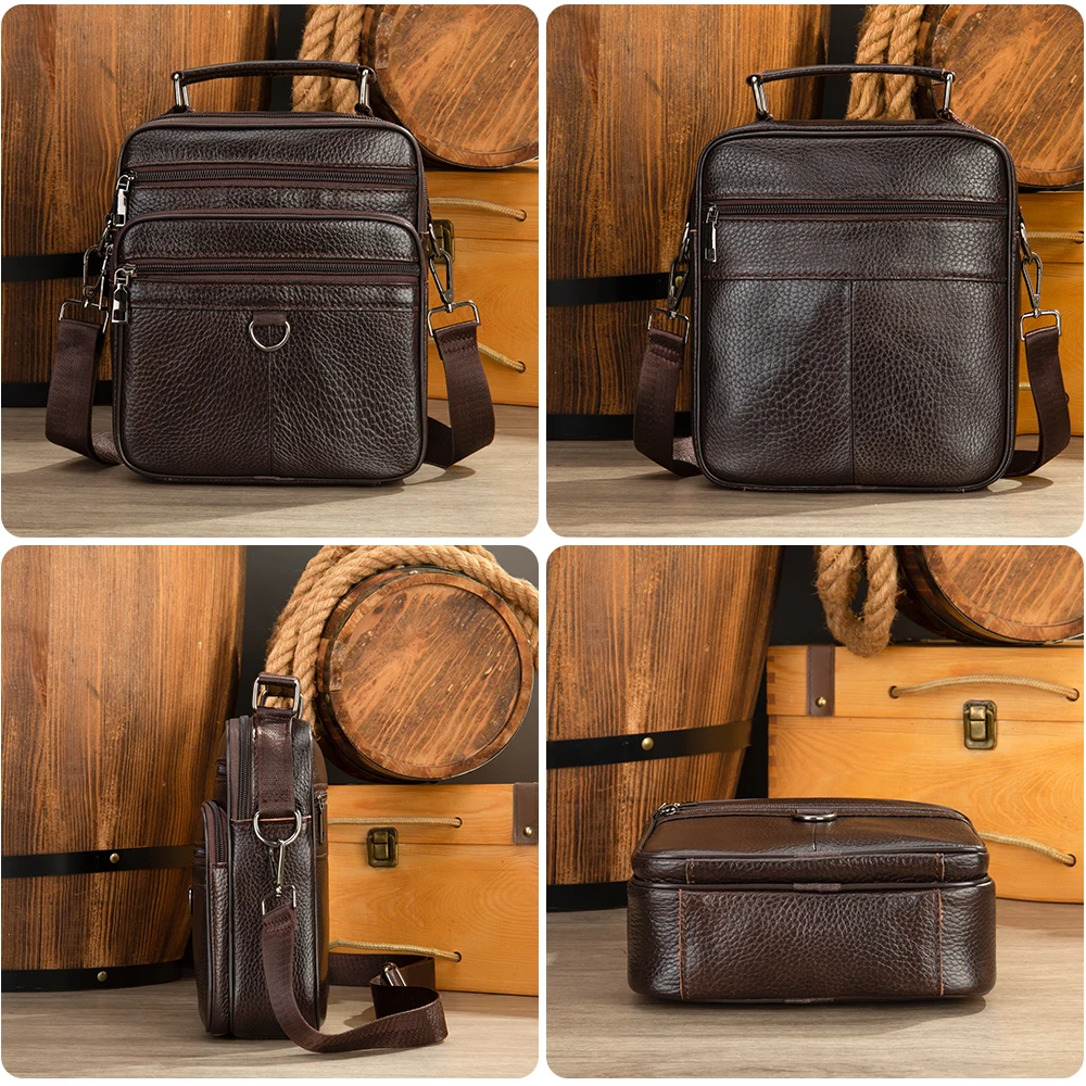 Black New Genuine Leather Men Crossbody Bag Male Briefcase Messenger Bag Casual Business Briefcase Style Men Shoulder Bag