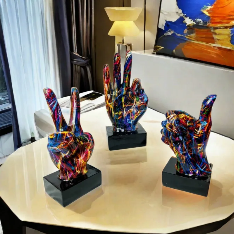 

Graffiti Rock on Hand Figurines Rock and Roll Decor Bookshelf Home Wall Shelf Decoration Modern Pop Art Music Fans Gift