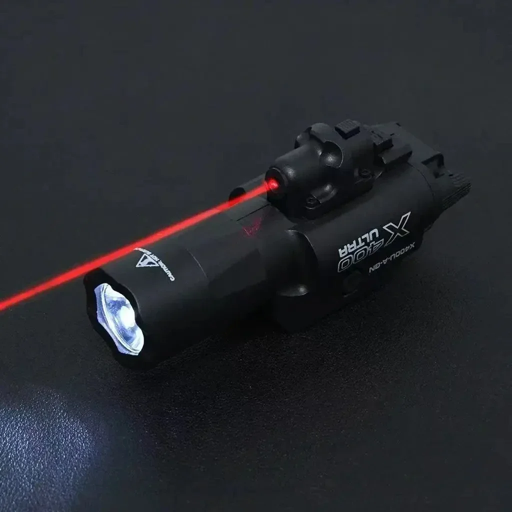 Taktische 2-in-1 X400U Taschenlampe mit Laserpointer, Hochleistungs-20-mm-Schiene für Spielzeug-Airsoft-Waffen, Jagd, Schießen, CS-Spielzubehör – Detail 5