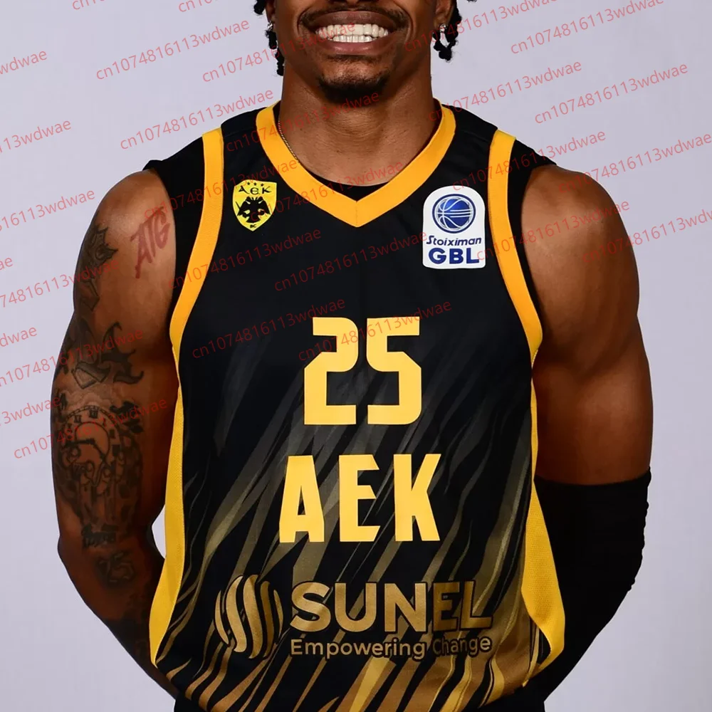 طقم جيرسي رياضي لكرة السلة اليونانية سريع الجفاف AEK BC جيرسي كرة السلة جيرسي كرة السلة #4
