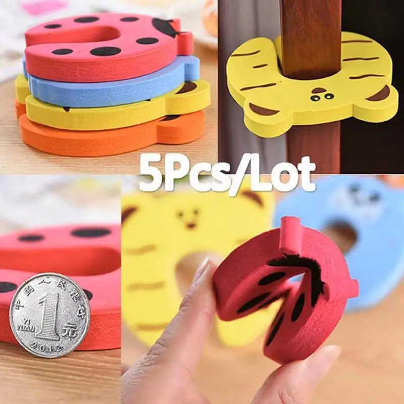 

5PC Baby Safety For Newborn Furniture Protection Card Door Stopper Security Cute Animal Care Child Lock Finger Protector