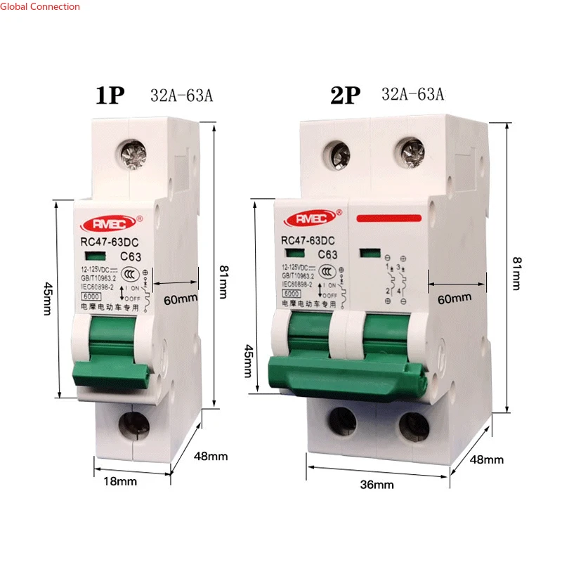 1p 2p DC Leistungs schalter 80a 100a 125a 150a 200a 250a für 12V 24V 36V 48V 60V 72V 120V Solarzellen RV Batterie Leistungs schalter