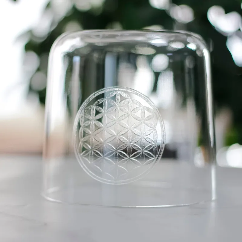 YUN QI QING YIN Flower Of Life Crystal Vibe Singing Bowl 432Hz 440Hz Quartz Sound Bowl Sound Bath Therapy Chakra Balancing Home Yoga Meditation Relax Instrument
