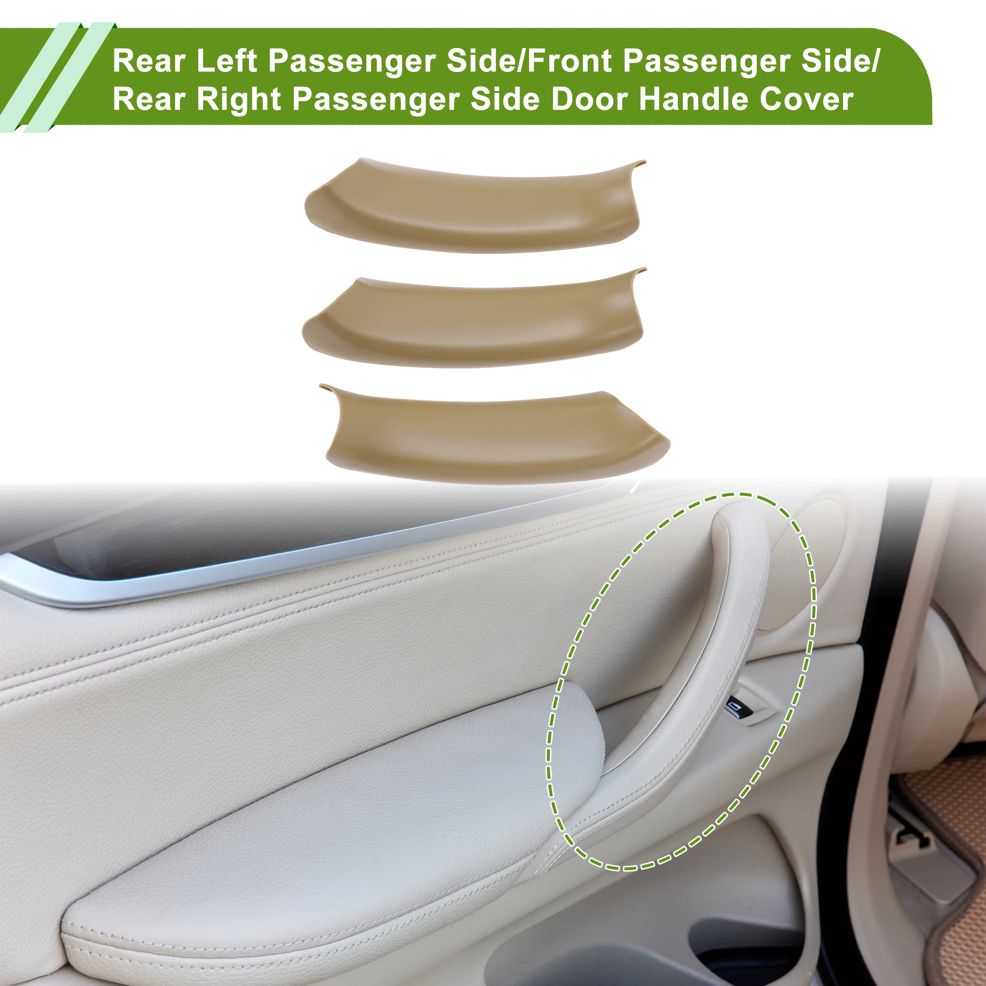 UXCELL Front Passenger Side Door Panel Handle Pull Trim Cover for BMW X3 F25 2010-2016 Beige