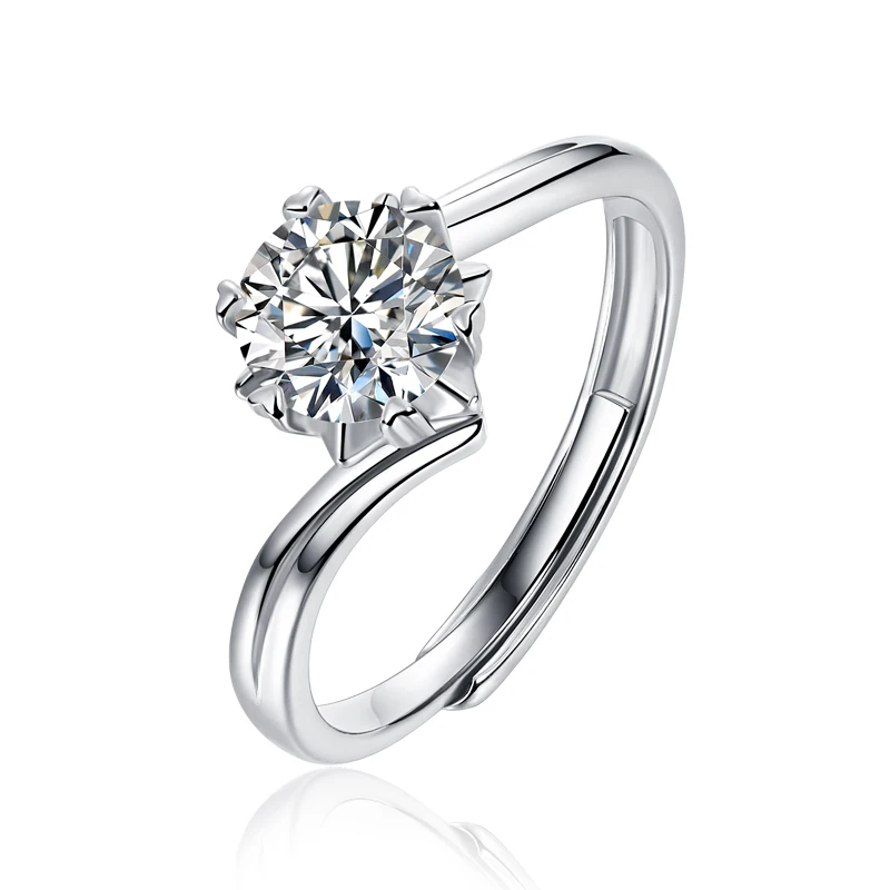 

Wholesale 925 Sterling Silver 0.5ct Moissanite Engagement Ring Jewelry White Gold Ring With GRA