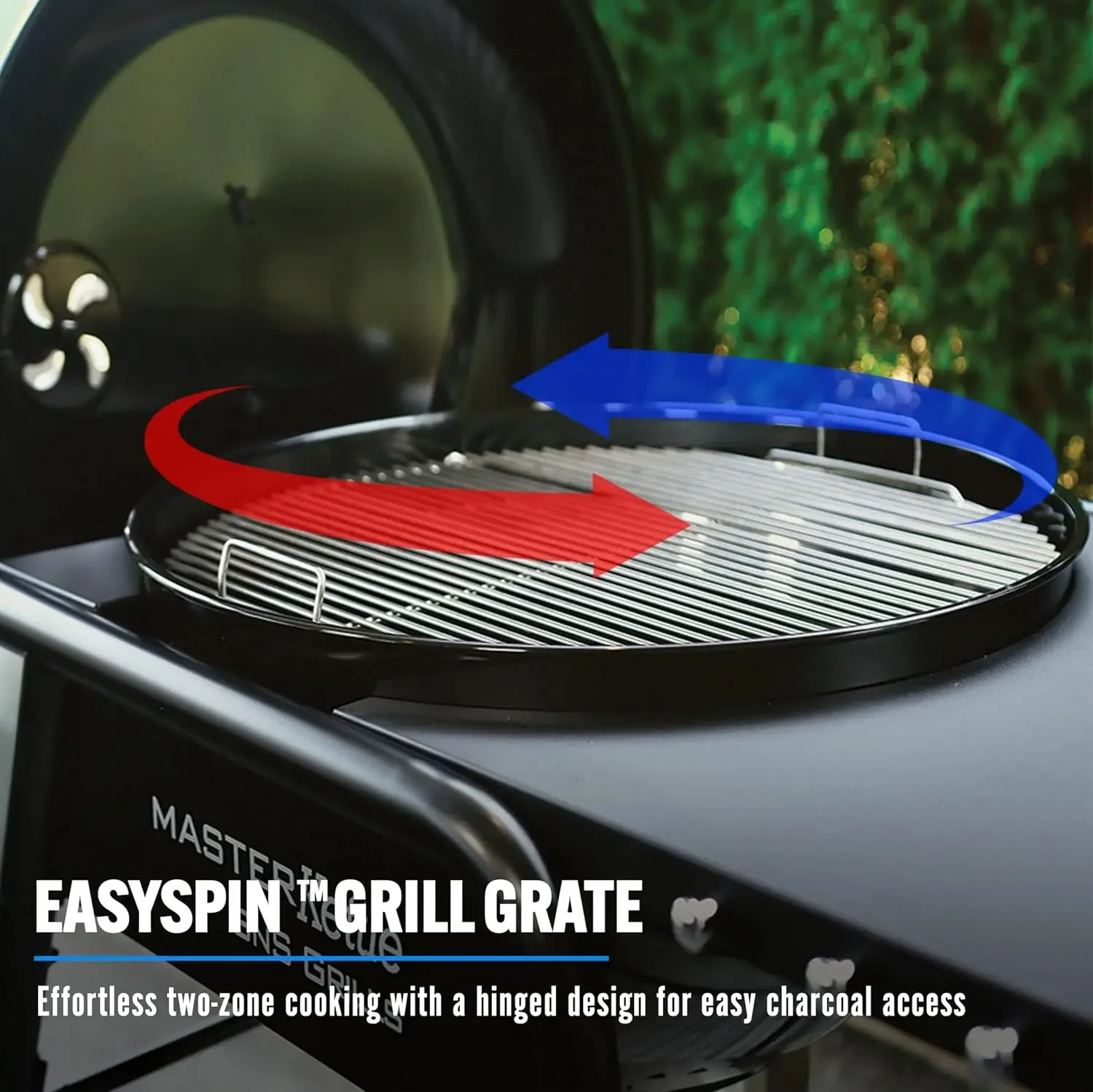 Charcoal Grill and Smoker with Patented Slow ‘N Sear Deluxe Insert, EasySpin Grate for Two-Zone Cooking