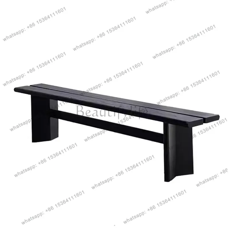 

Nordic solid wood bench dining chair log designer ash wood bedside stool