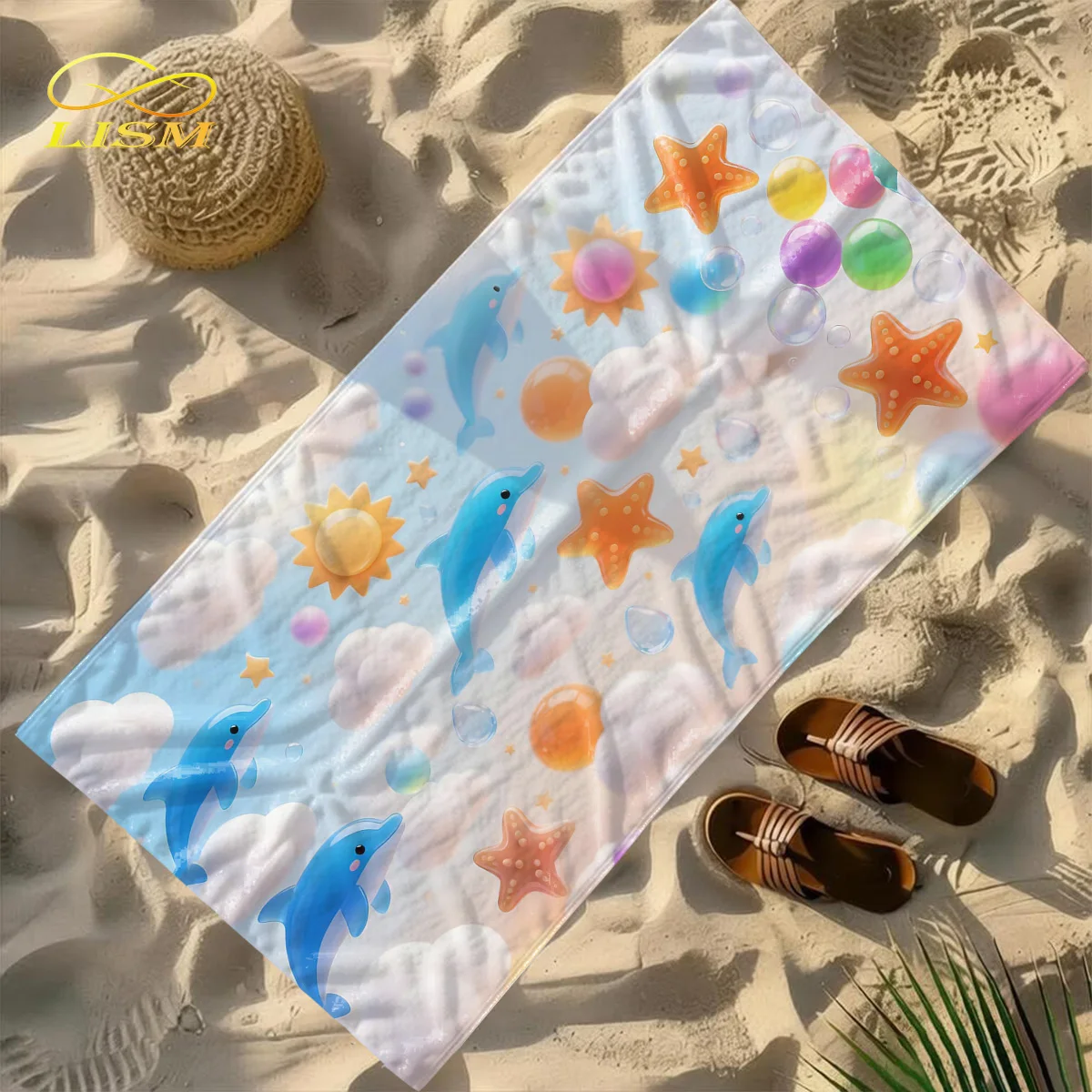 

LISM 1pc Whale Sun Towel-Oversized, Absorbent Microfiber, Quick Dry, Ideal for Travel, Swimming, Surfing Bath Towel