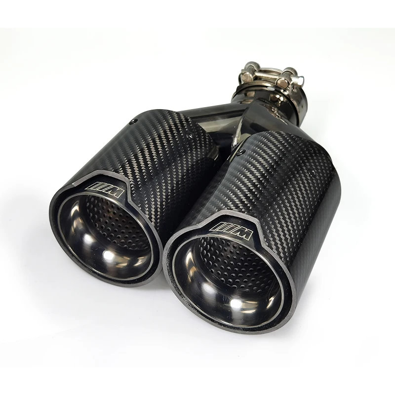 Chrom Exhaust Double Head Factory Customizes M Performance Black Carbon Fiber + Stainless Steel Muffler for BMW