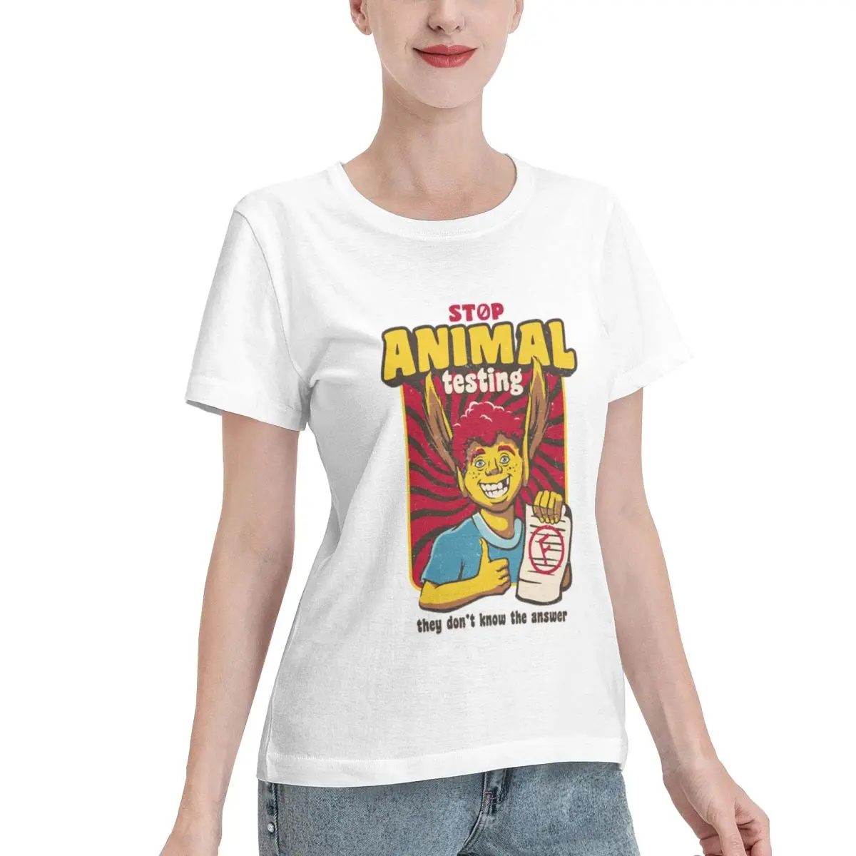 Durable Wear Stop Animal Testing Vintage Back To School By Tobe Fonseca Women's T-shirt Classic Solid Color Tee