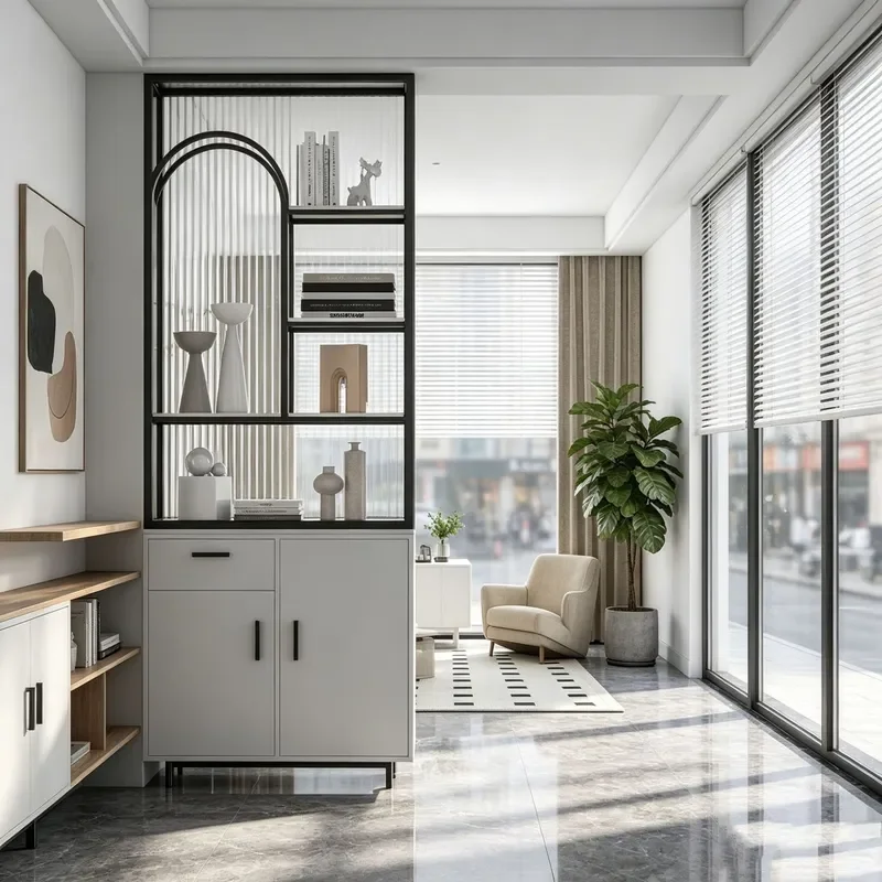 For Light Luxury Changhong Glass Entrance Partition Cabinet Modern Simple Home Screen Storage Vertical Pattern Shielding