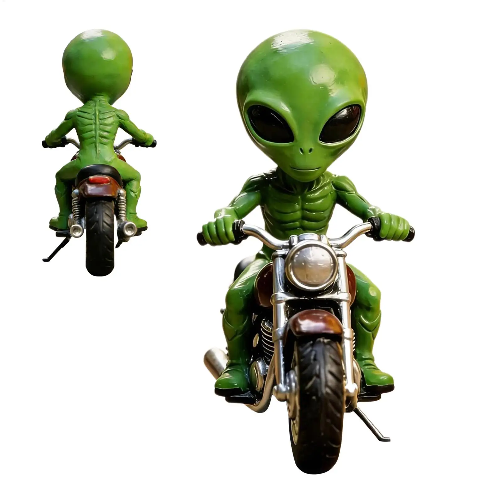 Alien Riding Motorcycle Statue Resin Outdoor Garden Sculpture Unique Lawn Decor For Backyard Patio Porch Terrace Balcony Party