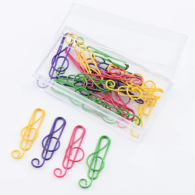 20Pcs Metal Paper Clip Set Music Notes Design Decorative with Box