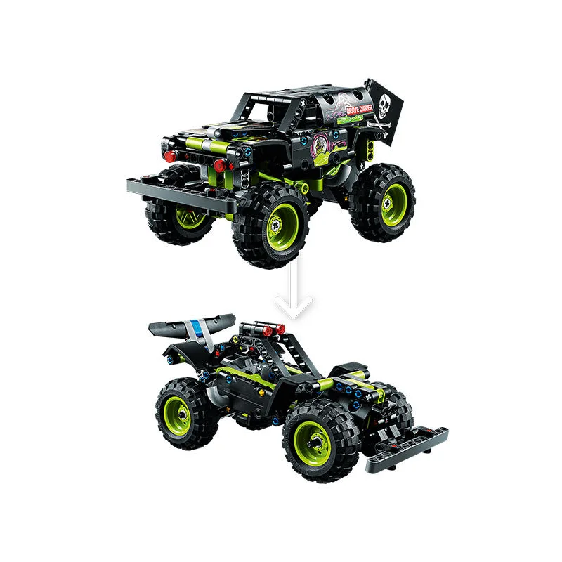 42118 Technical Monster Jam Grave Digger Vehicle Building Blocks Set 2 in 1 Off Road Stunts Pull Back Car Toys Christmas Gifts