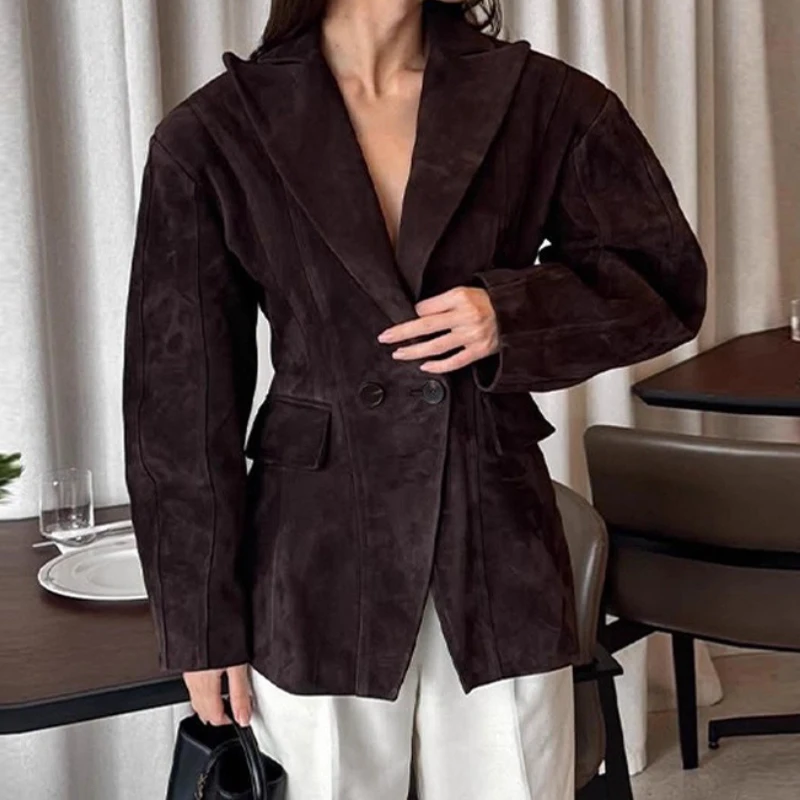 Vintage jacket jacket 2025 women's clothing personality street style lapel waist buckle jacket