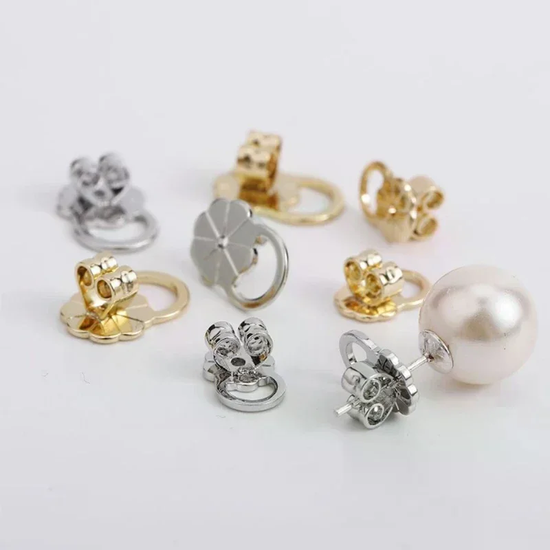 2Pcs Earring Lifters For Heavy Studs Secure Ear Back Stoppers Prevent Earrings From Tilting Plum Blossom Ear Plug Caps Accessor